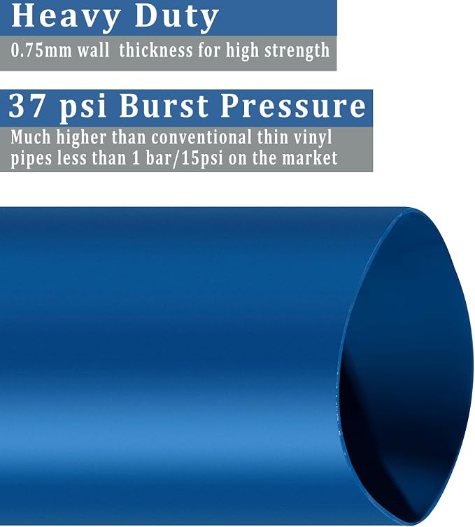 Pool Backwash Hose 1 1/2 inch × 25 ft Thicken Blue Water Discharge Pipe Lay