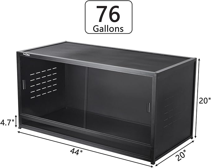 PVC Reptile Enclosure Space Efficient 44''x20''x20'' Stackable ToxiRium Large Reptile Terrarium 76 Gallons for Bearded Dragon Lizard Snake, Breeding Vivarium with Sliding Doors Lock-2pcs with spacers