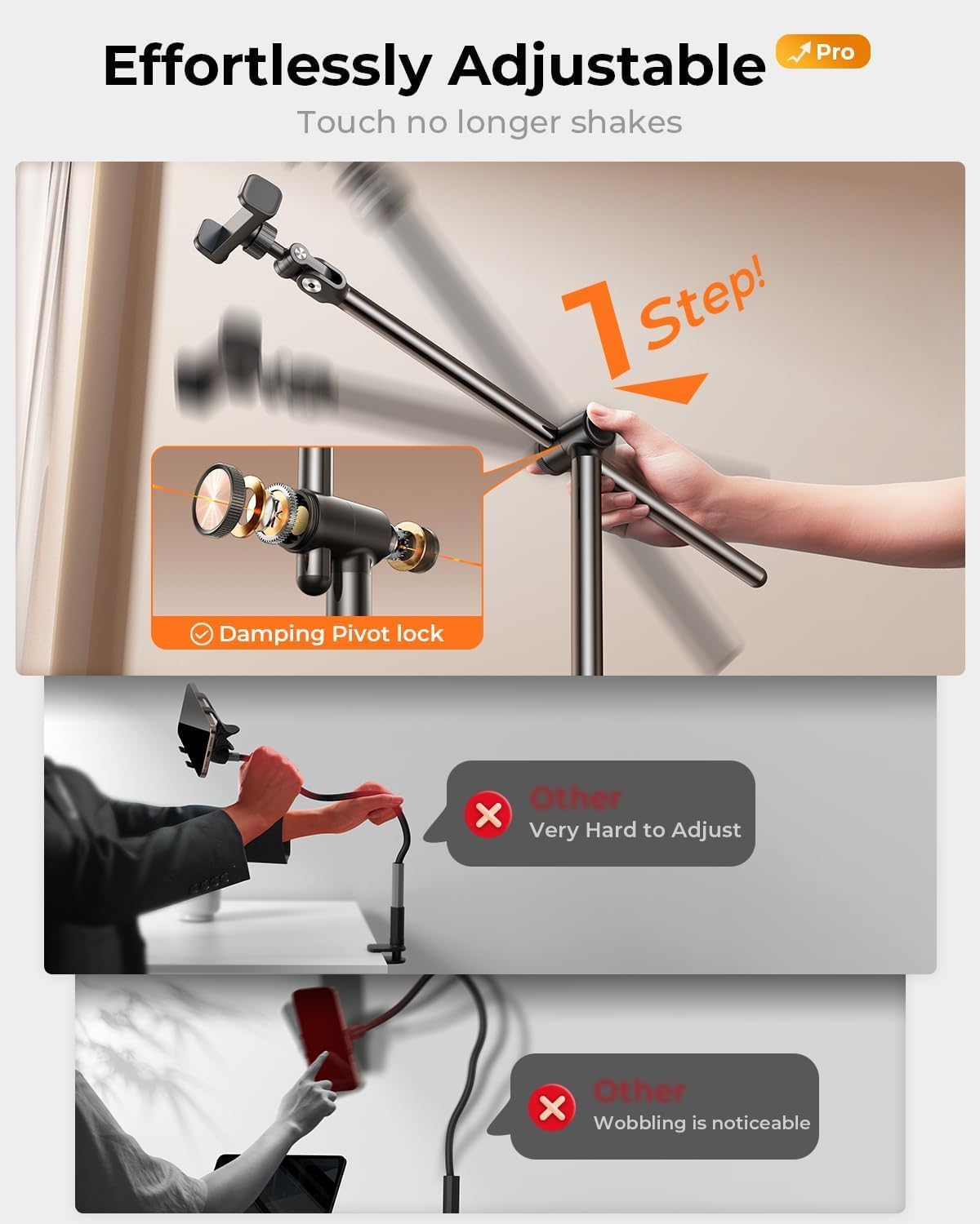 DIMONCOAT [Height-Adjustable & 360° Rotation Tablet Floor Stand Stable Base