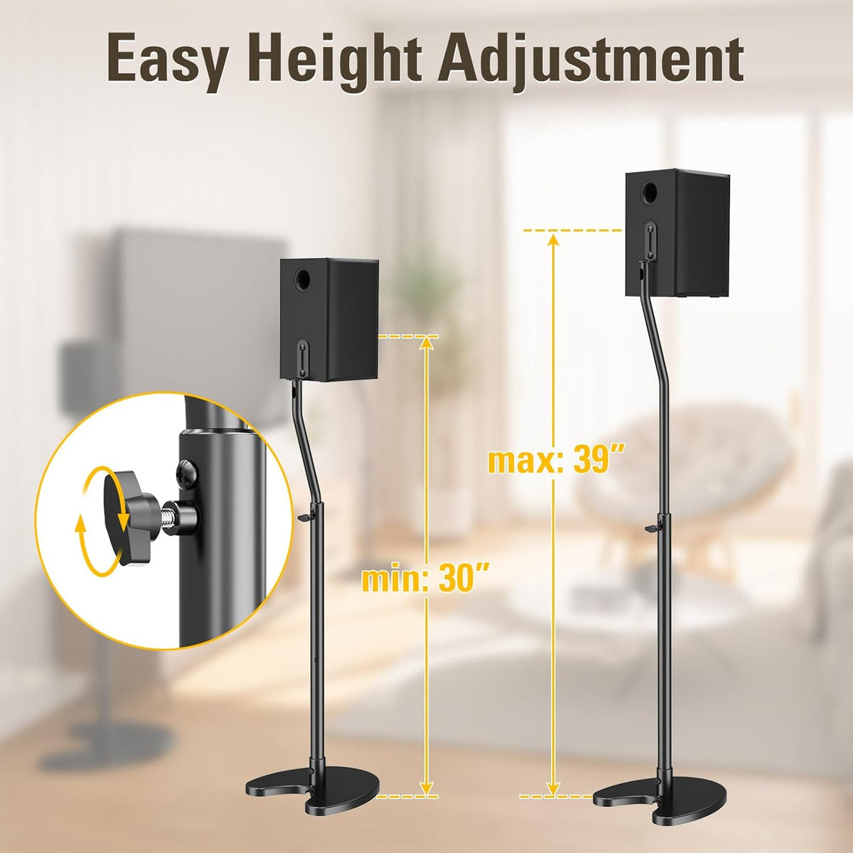 Mounting Dream Height Adjustable Speaker Stands, One Pair Floor Stands