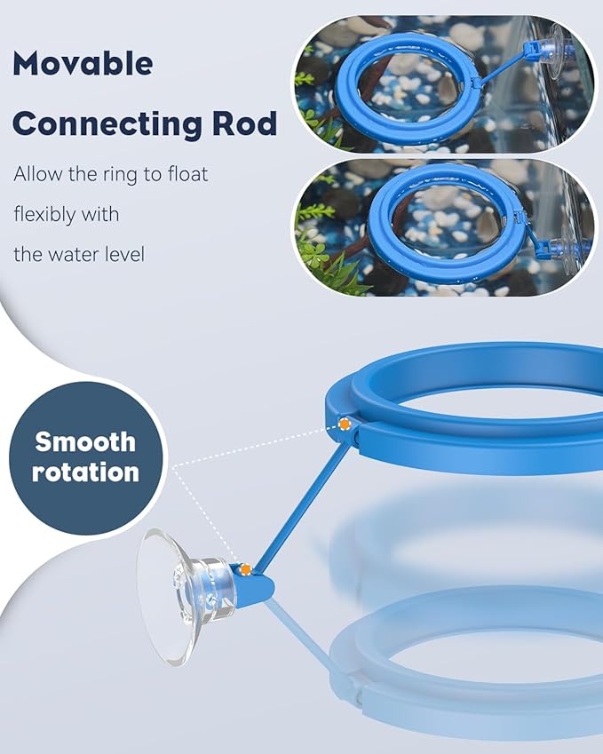 Pawfly Fish Feeding Ring for Aquarium, Feeding Ring with Suction Cup, Small Round Fish Feeder Ring Circle Floating Food Feeder for Betta Goldfish Guppy Turtle