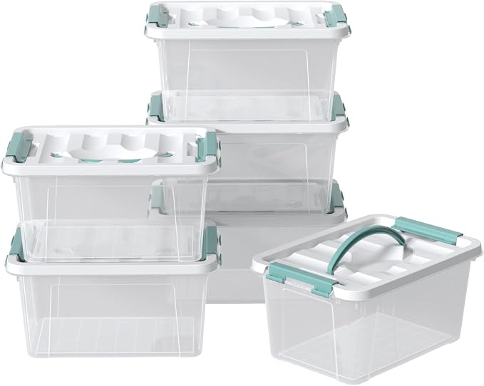 Zopnny 7 Quart Small Clear Storage Latch Box