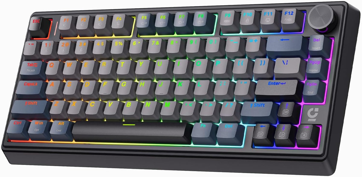 wegear 75% Compact Mechanical Keyboard with Knob for PC/Mac/Laptop-Black