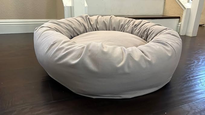 Organic Cotton Canvas Dog Bed: Removable Cover, Natural Fill - Made in USA (Gray, Large 35" x 8" inches)