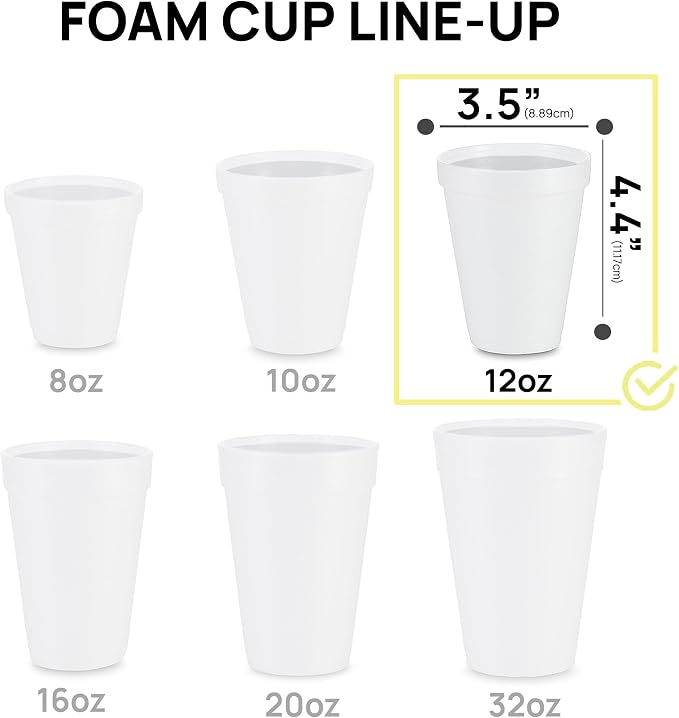 Shop Square 12 oz Styrofoam Cups Bulk Disposable White Foam Cups
