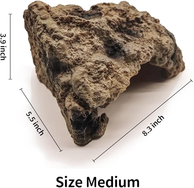 Reptile Simulation Rock Cave Hideouts Terrarium Habitat Décor Bearded Dragon Hideout for Turtles Lizards Snakes Crab (Medium)
