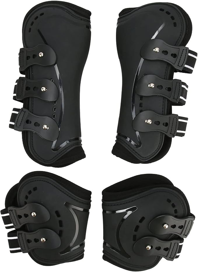 Horse Leg Protector Shock Absorption Breathable Open Front Tendon Boots for Jumping Show Riding (Medium)