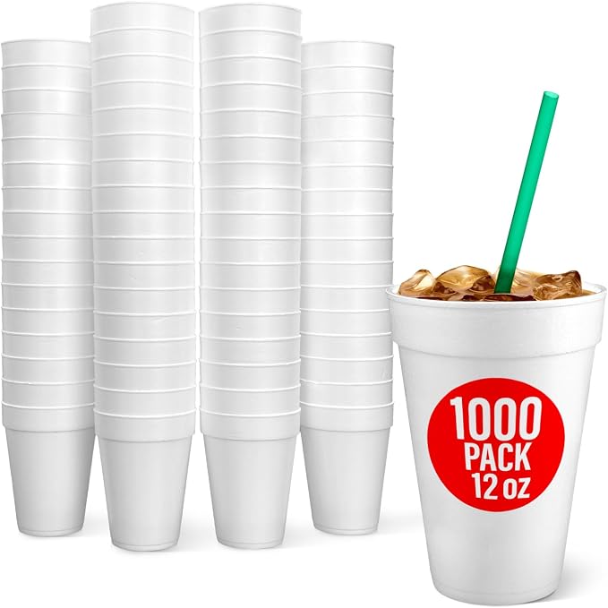 Shop Square 12 oz Styrofoam Cups Bulk Disposable White Foam Cups
