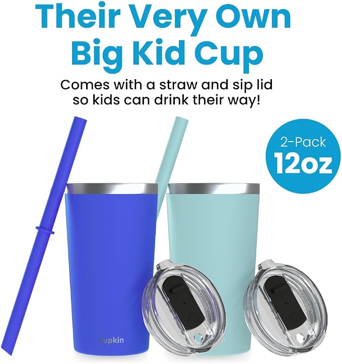 CUPKIN Toddler Tumblers, The Original 12 oz Stackable Stainless Steel Cups