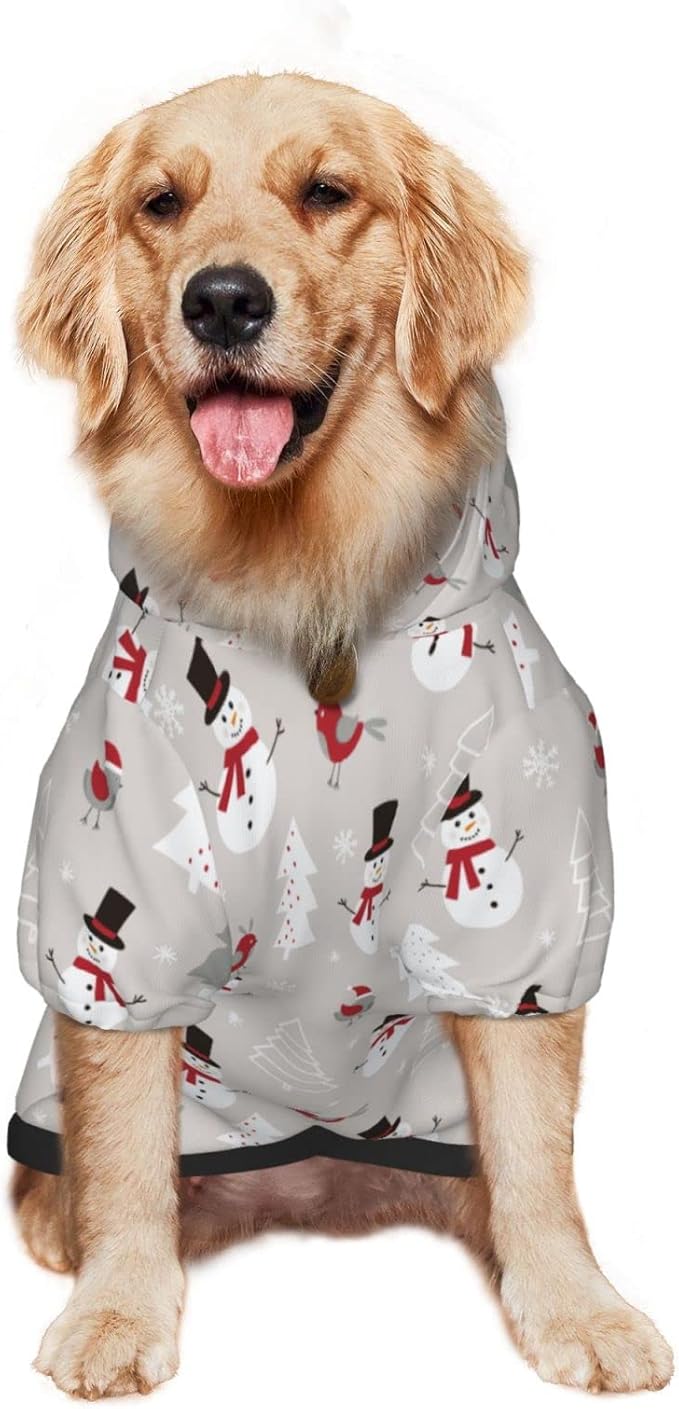 Christmas Gray Snowman Hoodie,Christmas Cosplay Dog Clothes with Pocket and Hat Winter Clothes Sweaters X-Large