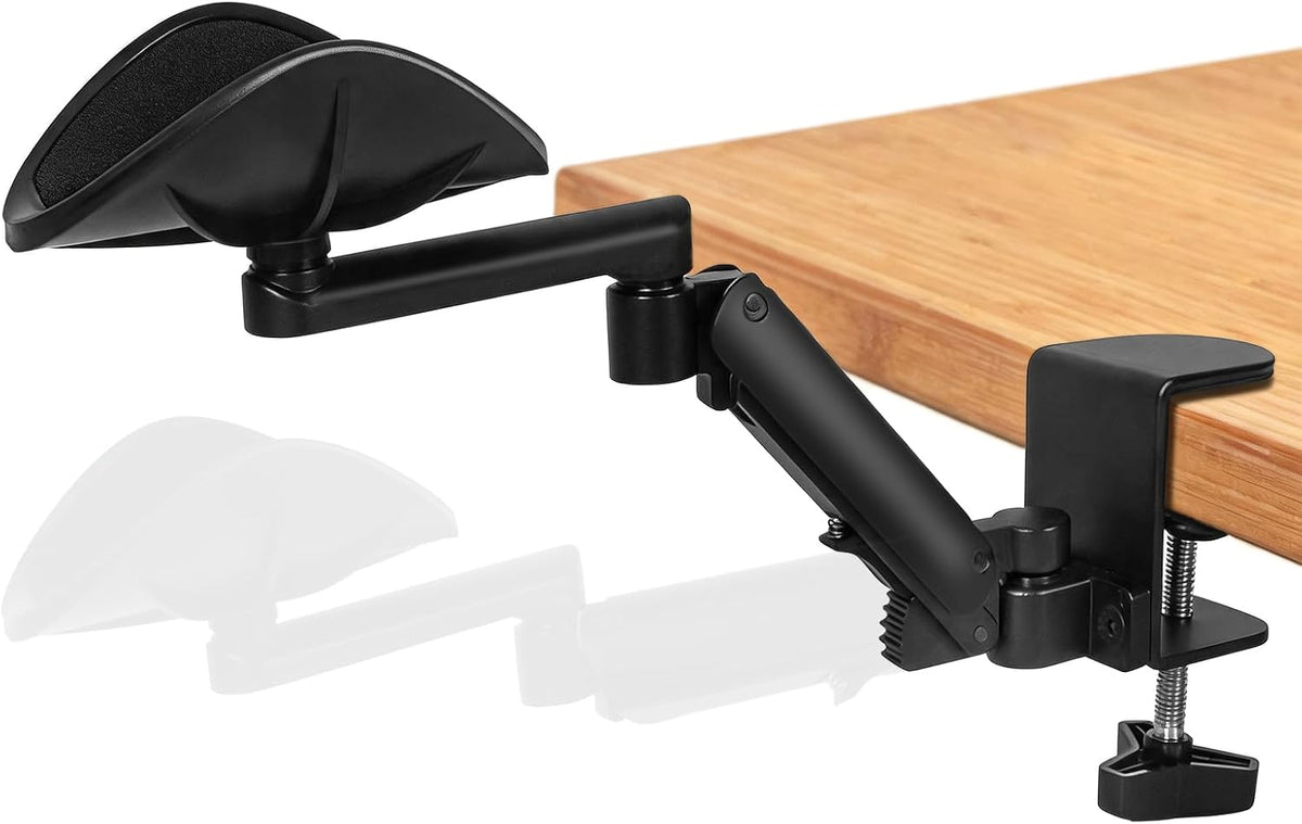Adjustable Arm Rest for Desk, 360° Rotating and 6-Level Height Desk Arm Rest, Ergonomic Clamp-on Elbow Rest for Desk, Computer Desk Arm Rest Pad, Office & Gaming Desk Accessories