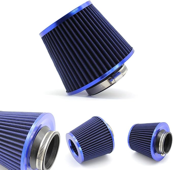Cone Air Filter 3 Inch Inlet, Clamp-on 76mm/3" Cold Air Intake Filter, Washable