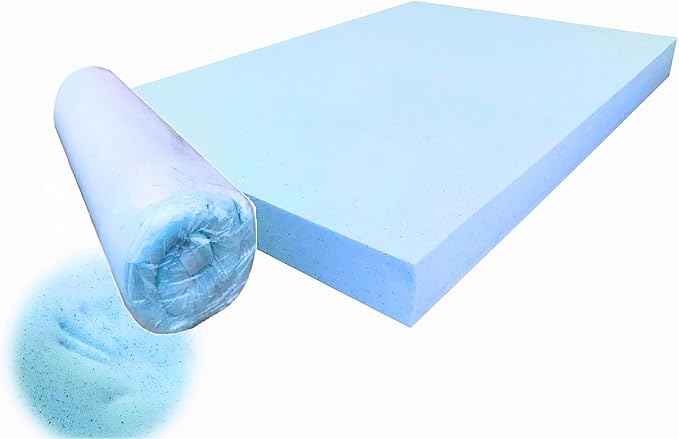 Pet Dog Bed Blue Cooling Gel Infused High Density Solid Memory Foam Pad (47x29x4 inches)