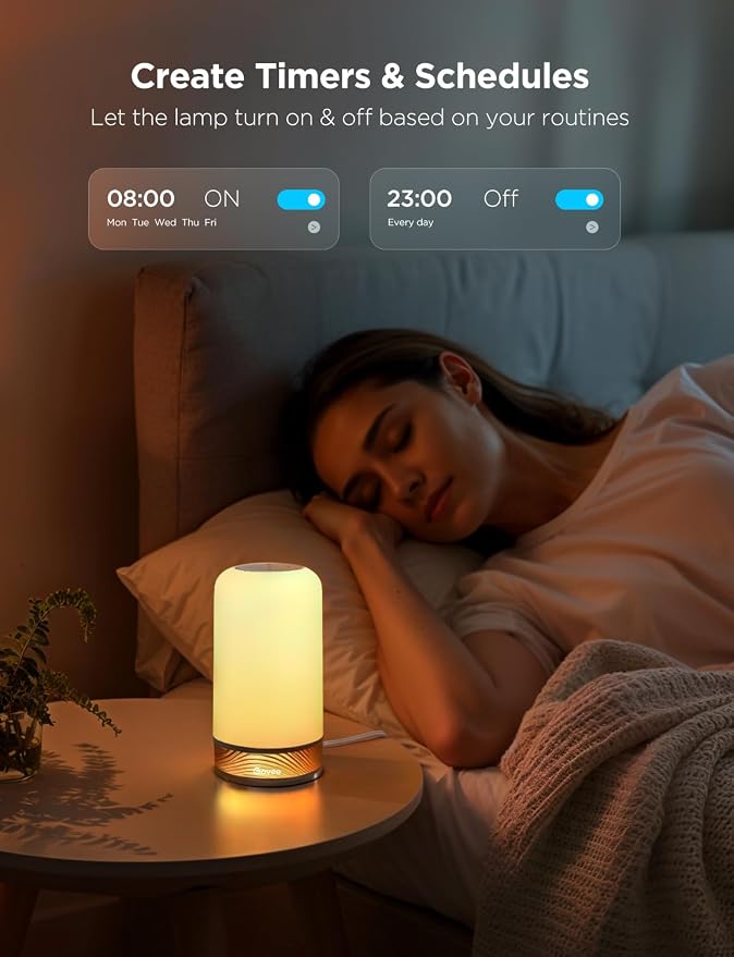 Govee RGBIC Smart Table Lamp 2, Touch Bedside Small Table Lamp Matter, Alexa