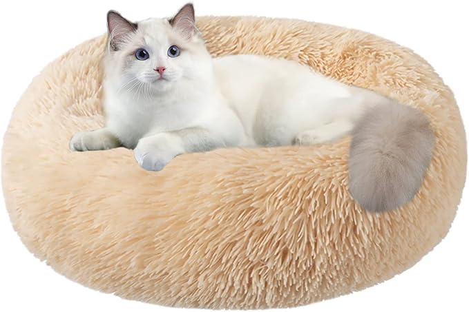 Nisrada Cat Beds for Indoor Cats,20 Inch Dog Bed for Small Melium Large Dogs, Washable-Round Pet Bed for Puppy and Kitten with Slip-Resistant Bottom