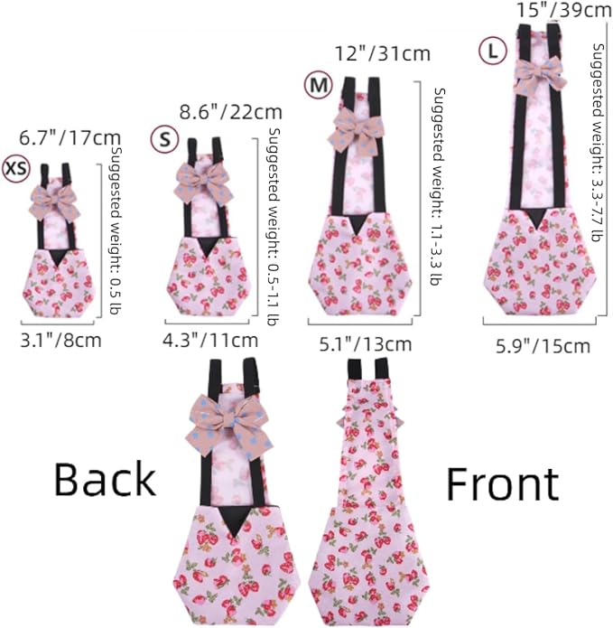 MANON ROSA Chicken Diapers Bantam Hens - Reusable 3-Piece Set with Bow Ties Poultry Nappies Washable Waterproof for Geese Pet Ducks Silkie (Floral XS)