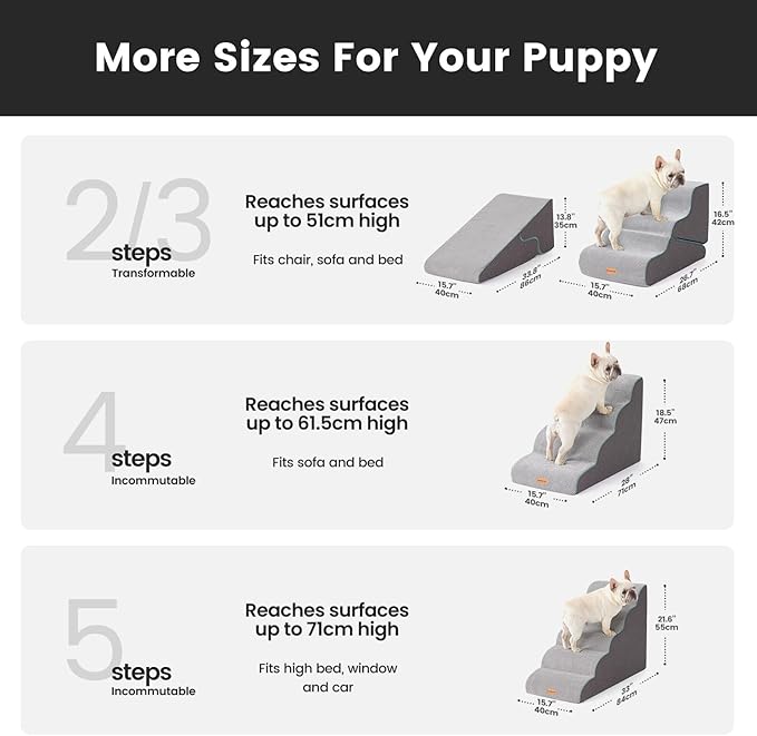 Gardner Pet 4-Step Dog Stairs for Small Dogs 18.5" H, Curved 4-Step Pet Stairs, Dog Steps for High Bed (18-20 in), Couch with Durable Non-Slip Waterproof Fabric Cover and CertiPUR-US Certified Foam