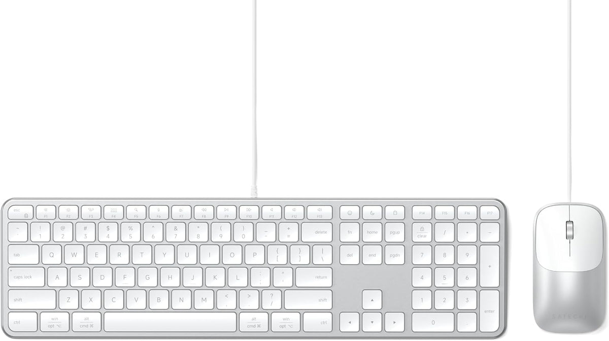 Satechi Slim CLX3 Wired Keyboard & Mouse Combo, USB-C, Silver