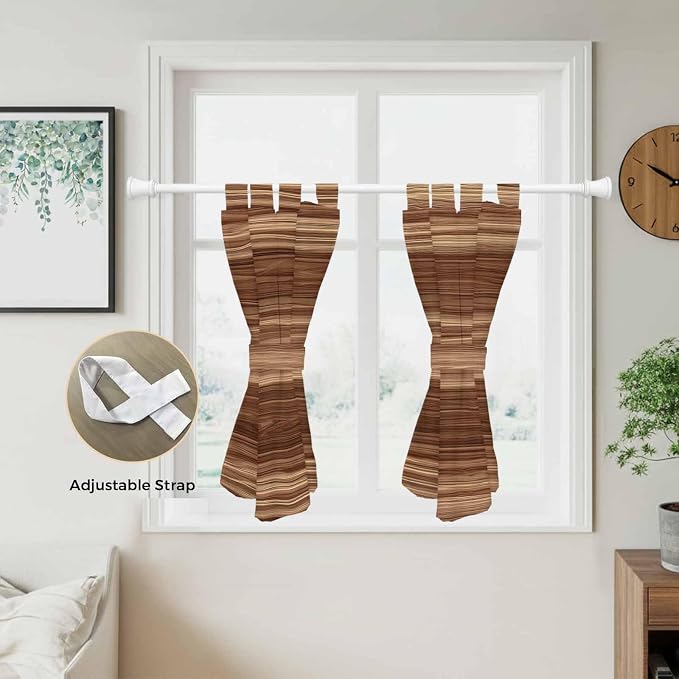 Brown Western Bedroom Curtains 63 Inch Length, Window Curtains Tab Top