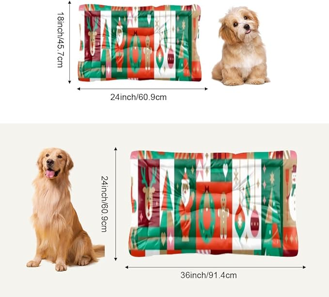 Vintage Holiday Collage Pet Beds Washable Dog Bed Bedside Dog Bed Rectangle Non- Slip Bottom Room Accessories Multi- Scenario Mat Gift Printed Dogs Beds 24× 18 Inch