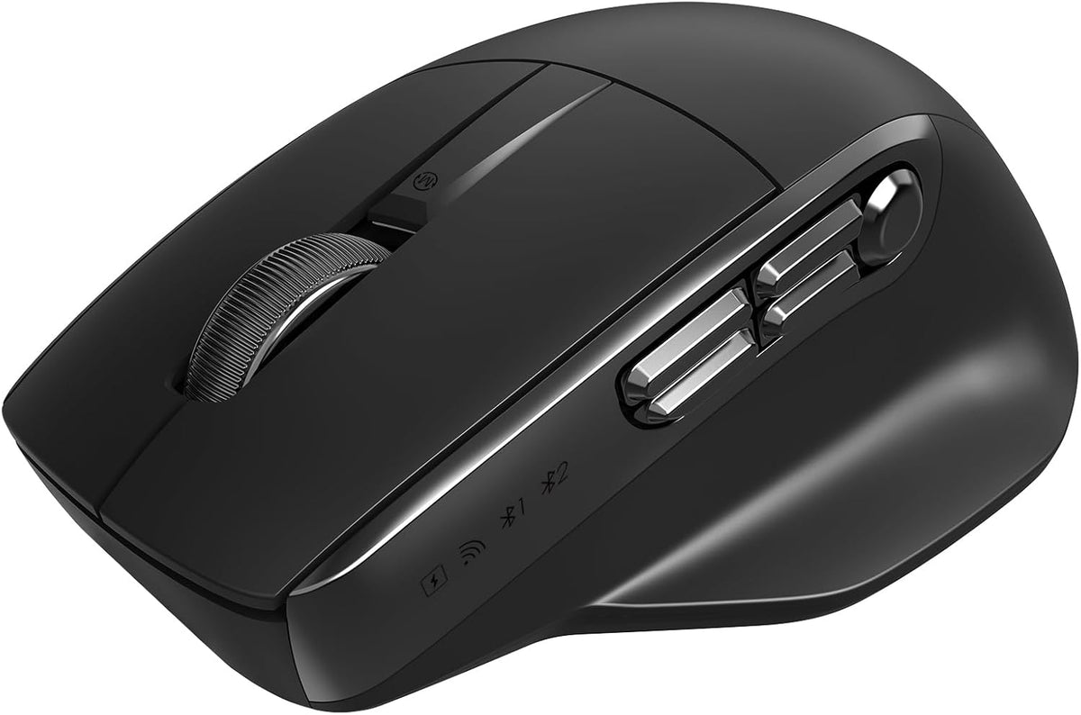 MEETION Wireless Mouse with 5 Side Buttons, Dual Mode Silent, Black