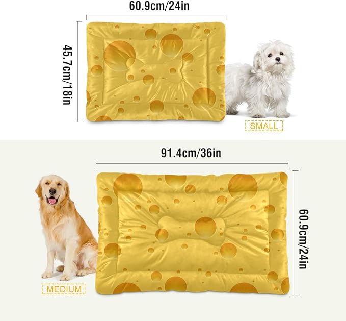 Pet Bed Cheese Pattern Dog Bed Mat Absorbing Non Slip Pad Pet Sleeping Mat for Small, Medium, and Large Dogs Puppy Cat 36 in x 24 in