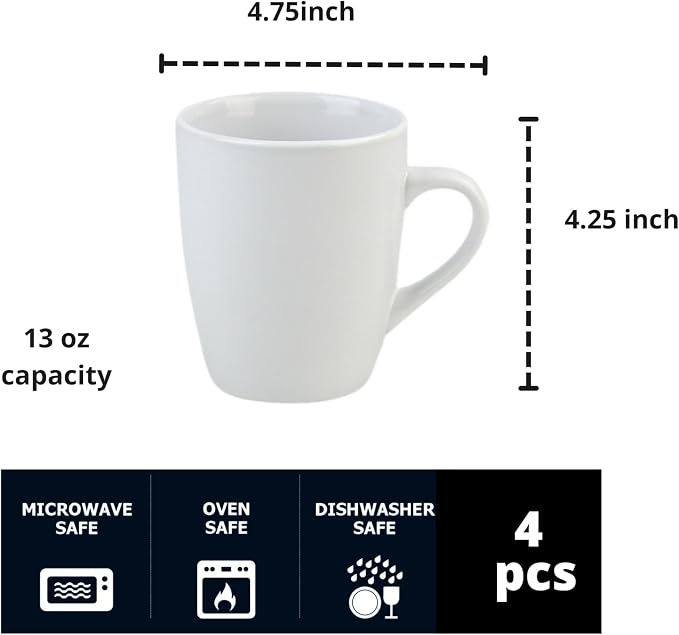 Coupe Stoneware Set of 4 Coffee Mugs