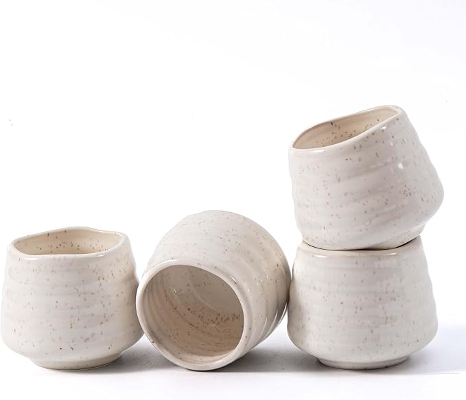 4pcs Japanese Tea Cup Set – Mini Size Cup 5OZ Ceramic Matcha Cup, Handless