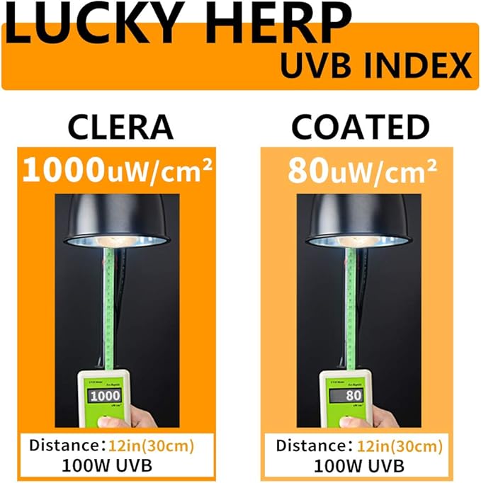 LUCKY HERP 100 Watt UVA UVB Full Spectrum Vapor Heat Lamp Bulb, Self-Ballasted UV Heat Lamp/Bulb/Light for Reptile and Amphibian, Sun Lamp for Bearded Dragon Lizard Turtle(Coated)