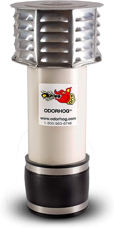 OdorHog Metal Cap Clamp On Vent Stack Pipe Filter 4", Removes Outdoor Septic