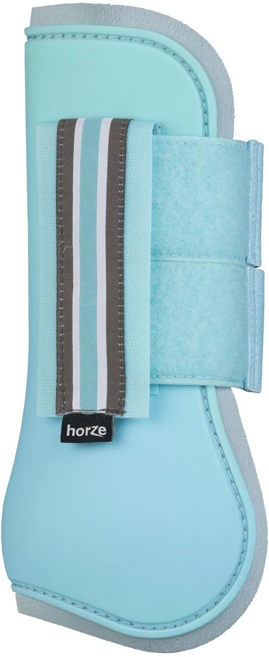 HORZE Adepto Open Front Tendon Boots | Durable Shell with Neoprene Lining - Canal Blue - Warmblood