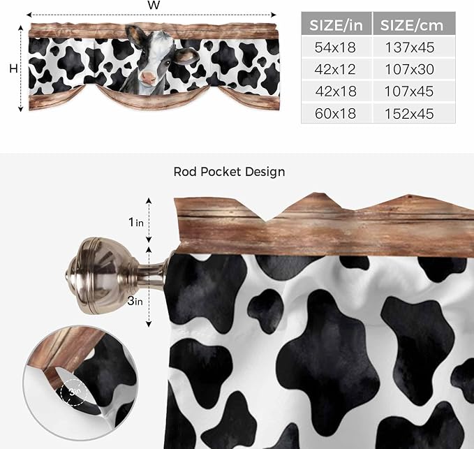 Cow Printed Tie Up Valance Curtains