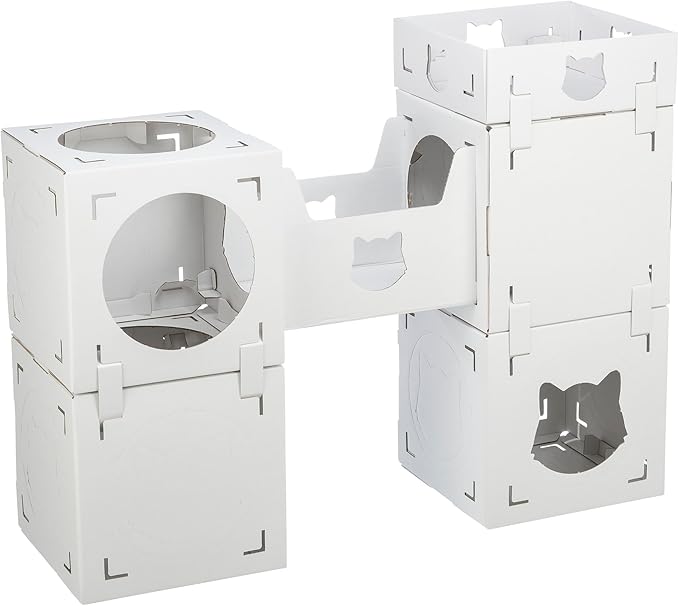 Trixie Casa Cara Modular Cardboard Cat Condo, Corrugated Indoor Cat Condo & Play Tower, Individually Combinable Modules for Playing and Relaxing, 100% Recycled Material for Cats up to 18 lbs