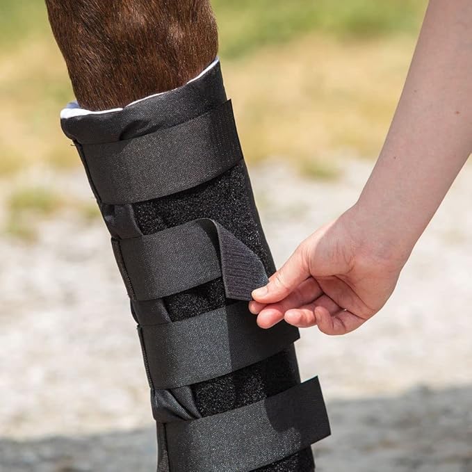 Dura-Tech Quick Wrap No Bow Leg Wraps for Horses | Size 16" | Color Black | Exceptional Leg Coverage | Versatile Use | Secure and Easy Application | Sold in Pairs