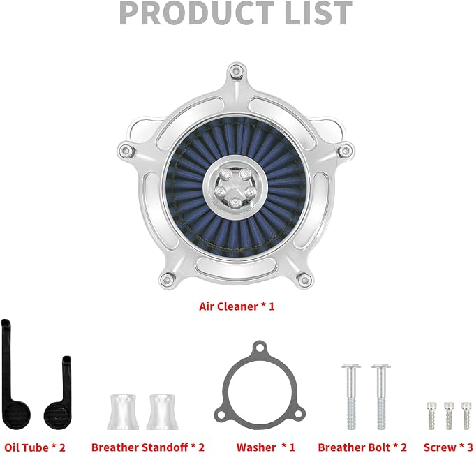 HDBUBALUS Motorcycle Air Filter Air Cleaner Intake System Cleaner Fit