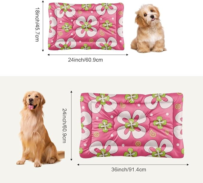 Pink Abstract Floral Dog Beds and Furniture Small Dog Crate Mat Pad for Crate Washable Beds Washable Non-Slip for Medium Dogs Bed Pet Mat Doggy Medium Dogs Indoor Outdoor 36X24 Inch