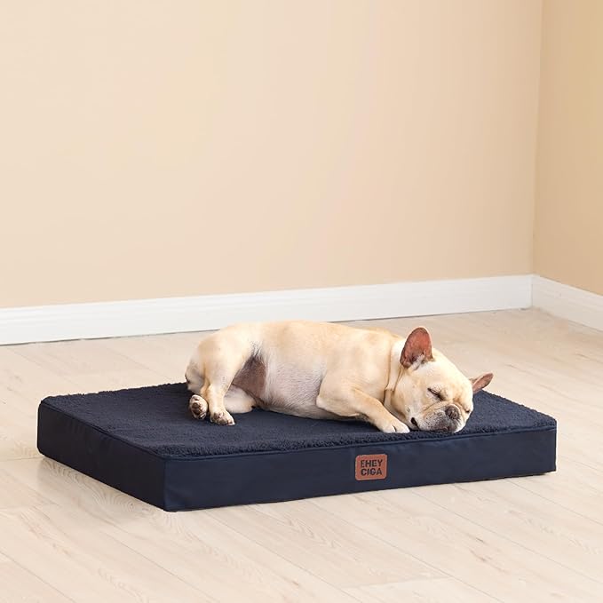 EHEYCIGA Orthopedic Medium Dog Beds for Small Dogs with Removable Washable Cover for Crate, Navy, 30x20
