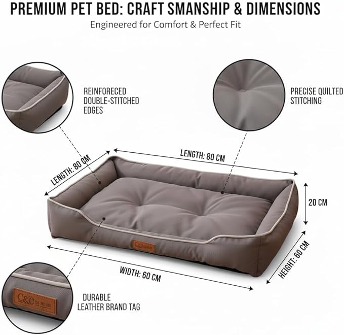Pet Bed & Dog Beds: Waterproof Dog Bed for Small/Med/Large Dogs/Cats Premium Oxford Cloth, All-Season, Bite-Resistant, Shape-Retaining, Thick PP Cotton, Quick Rebound, Urine-Proof (Small)