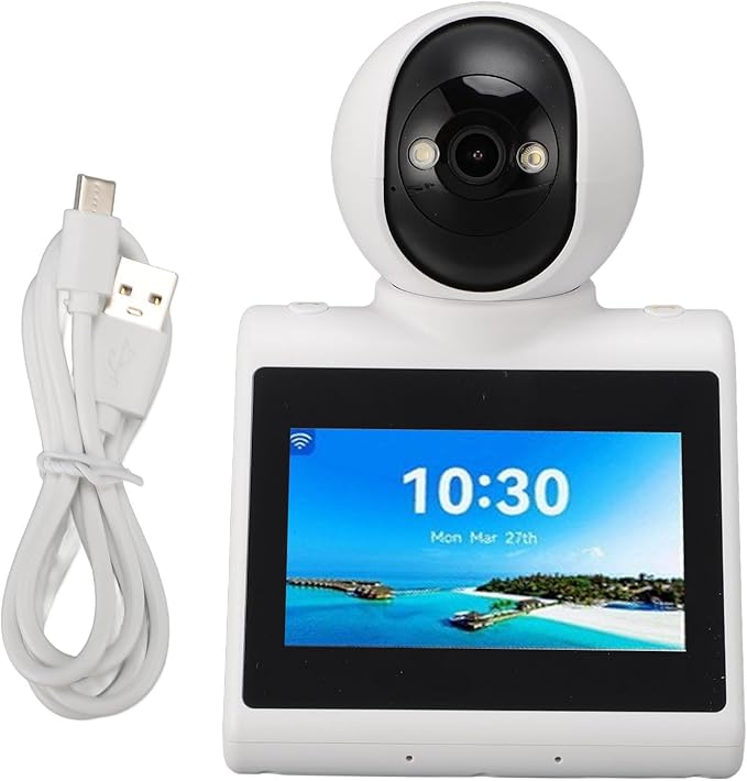 Two Way Video Calling Camera with 4.3 inch HD Screen, 1080P 2MP Indoor Home Nanny Camera, 2 Way Video Calls Pet Camera with Daily Clock