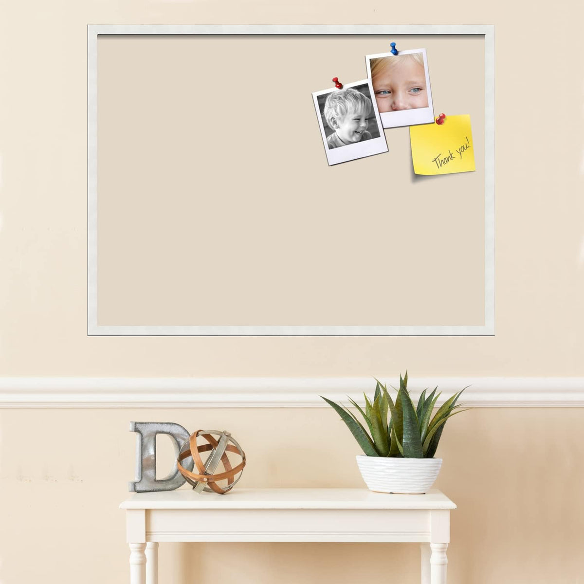 PinPix 40x30 inch Cork Bulletin Board. This Decorative Framed Pin Board Comes with Desert Pastel Design and Satin White Frame. Ideal for Home, Office Decor or School (PinPix-1815)
