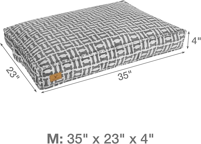 Dog Bed with Easy-Grip Handle - Shredded Memory Foam Pet Bed, Removable & Machine Washable Cover, Non-Slip Bottom, Choose from Cooling Linen or Warm Flannel Style for Dogs & Cats (Medium