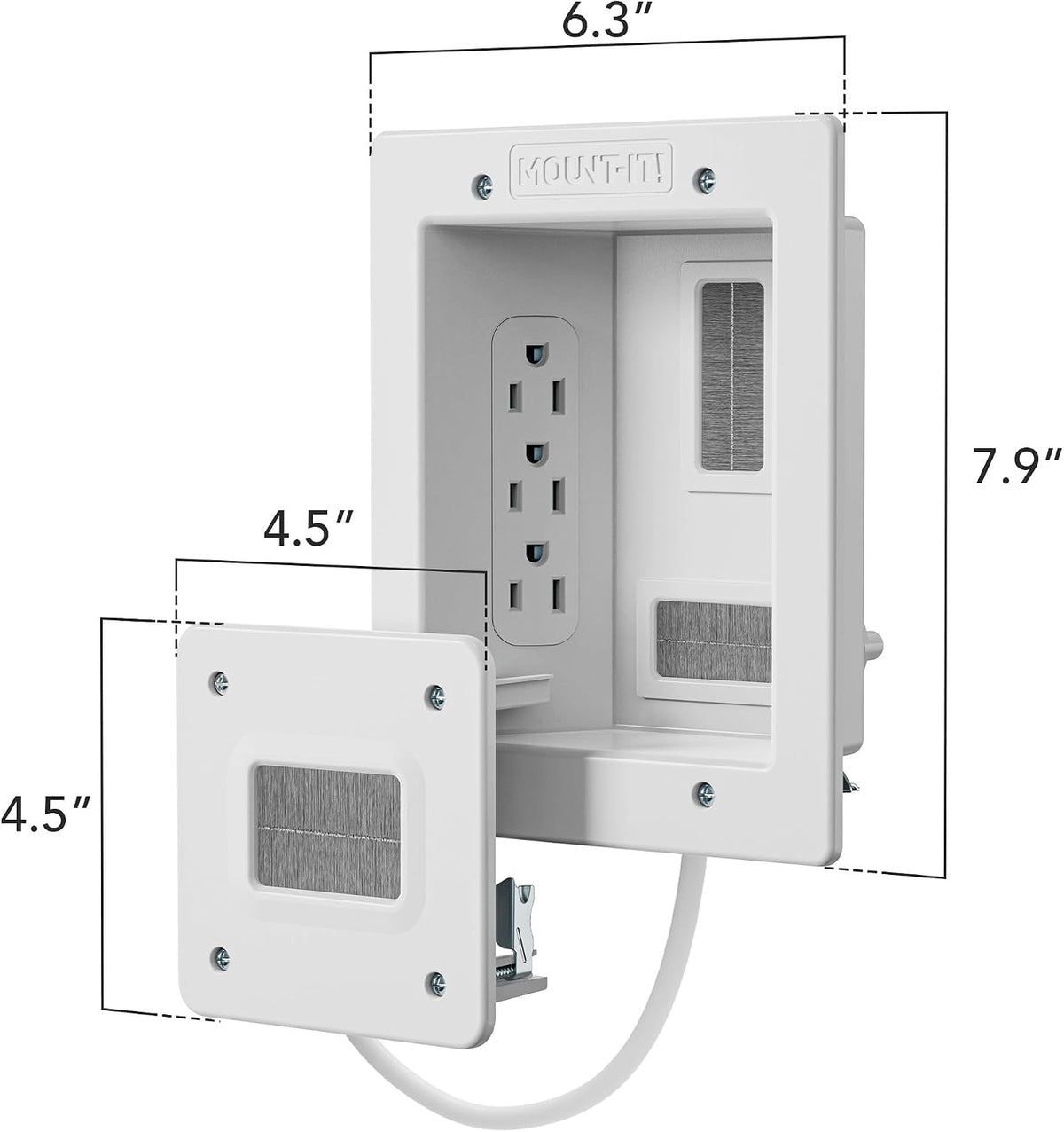 Mount-It! in-Wall TV Cable Concealer Kit with Recessed Power – Triple Outlet, 9ft Cord, and Hand Saw – Easy, Safe Cable Management for Organized TV and Home Theater Setups