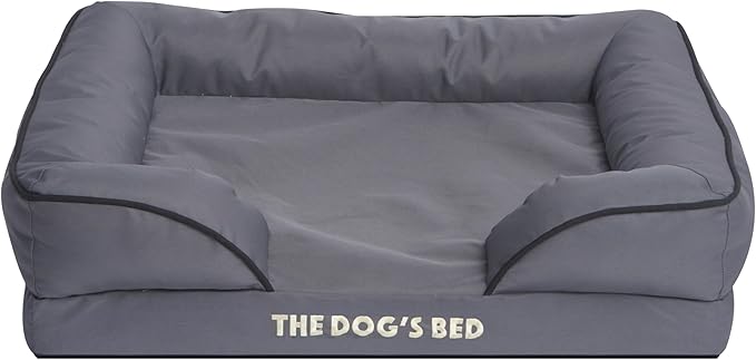 The Dog’s Bed Replacement Outer Cover & Bolster for Standard Foam Beds, Oxford Fabric, Grey, Medium
