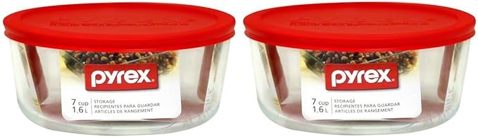 Pyrex 7203 Glass Bowl with Red Lid