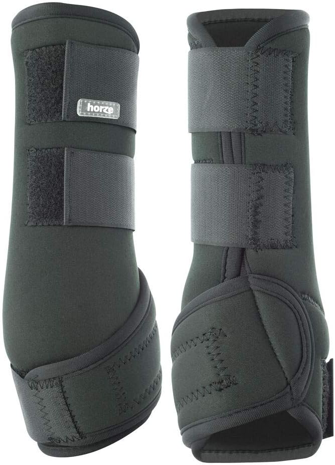 HORZE Brushing Splint Boots for Horses (Pair) - Durable Neoprene, Secure Closure, Lightweight - Black - L