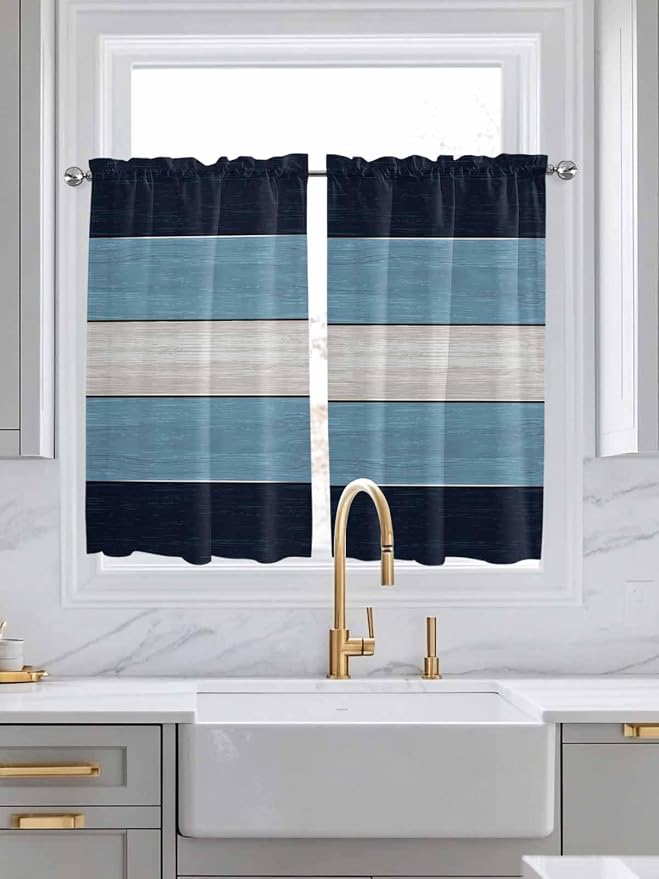 Vintage Country Woodcuts Window Valance Curtains, 2 Panel
