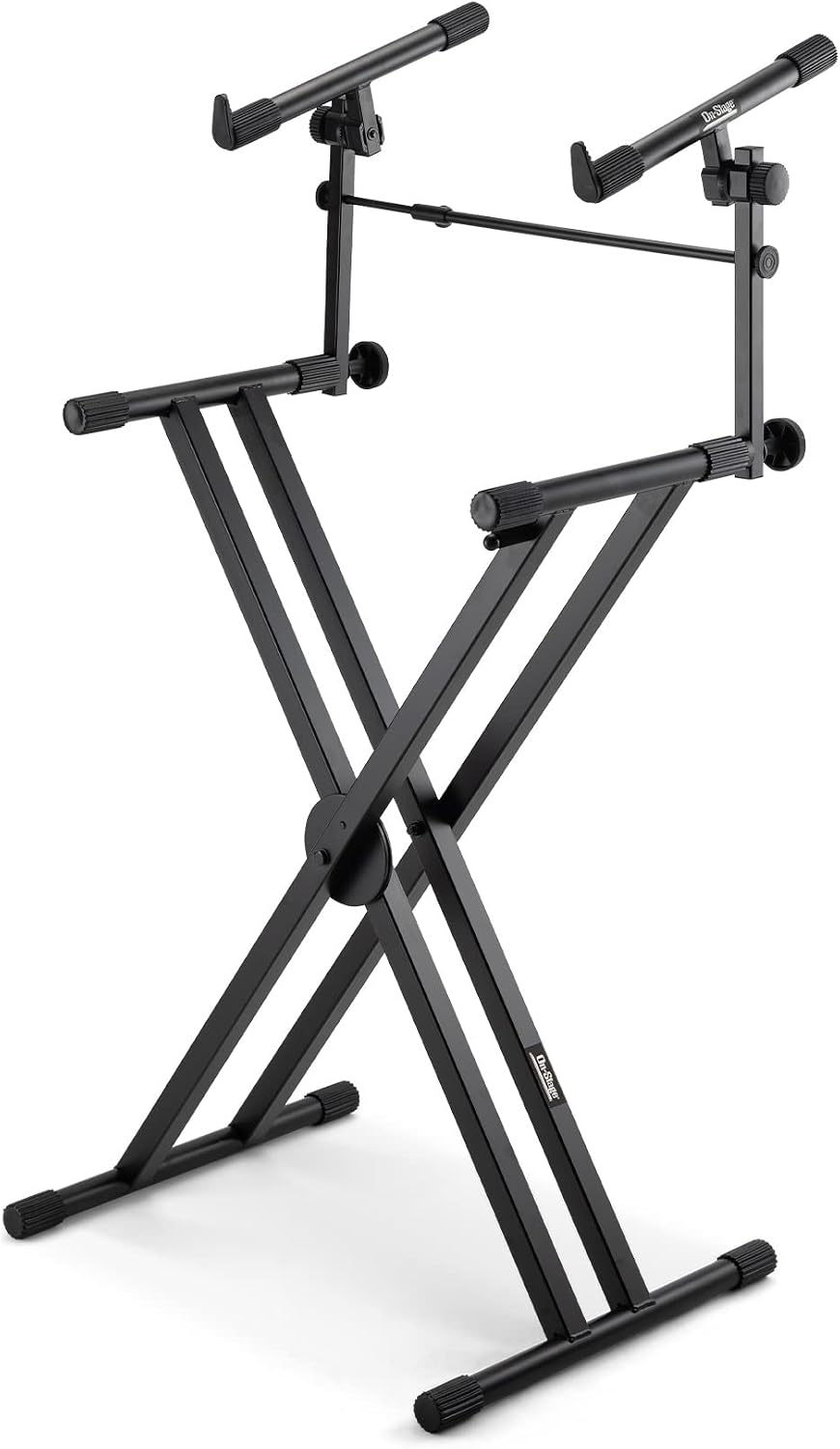 OnStage KSA7500 Universal Second Tier for X-Style Keyboard Stand (for Stacking Keyboards, Electric Pianos, Synths, and Organs, 60 lb Capacity, Adjustable, Nonslip Arms and Feet, Metal, Black)