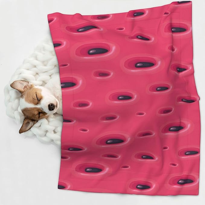 Dog and Cat Blanket in One, Pink Watermelon, Double Sided Plush Throw with Raised Dot Pattern on One Side and Flat Velvet on Other for Variety