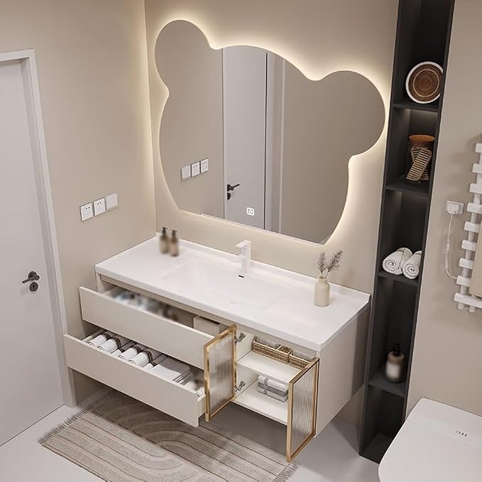 LTSRLL LED Vanity Mirror Cute Bear Decorative Mirror