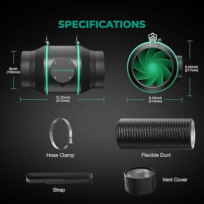 MARS HYDRO 6 Inch Inline Fan and Filter Kit, Duct Fan